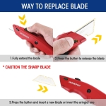 WORKPRO Premium Utility Knife, Retractable All Metal Heavy Duty Box Cutter, Quick Change Blade Razor Knife, with 10 Extra Blades - Image 2