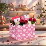 BOAMAU Kid Large Valentine's Day Basket Heart Cute Empty Gift Basket for Girlfriend Love Room Decor Storage Basket (Pink Leopard Print Heart) - Image 5