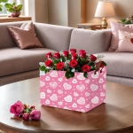 BOAMAU Kid Large Valentine's Day Basket Heart Cute Empty Gift Basket for Girlfriend Love Room Decor Storage Basket (Pink Leopard Print Heart) - Image 3