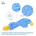 Best Pet Supplies Interactive Squeaky Dog Chew Toy, Ideal Dog Toys for Chewers, Small, Medium & Large Dogs, and Fetch Lovers - Crinkle Duck (Blue), Large - Image 4