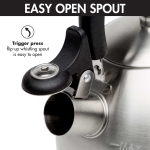 Primula Stewart Whistling Stovetop Tea Kettle Food Grade Stainless Steel, Hot Water Fast to Boil, Cool Touch Folding, 1.5-Quart, Brushed with Black Handle - Image 6