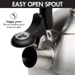 Primula Stewart Whistling Stovetop Tea Kettle Food Grade Stainless Steel, Hot Water Fast to Boil, Cool Touch Folding, 1.5-Quart, Brushed with Black Handle - Image 6