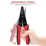 WGGE WG-015 Professional 8-inch Wire Stripper/Crimping Tool, Cable Cutter/Crimper, Wiring and Multi-Function Hand Tool, Red With Black - Image 5