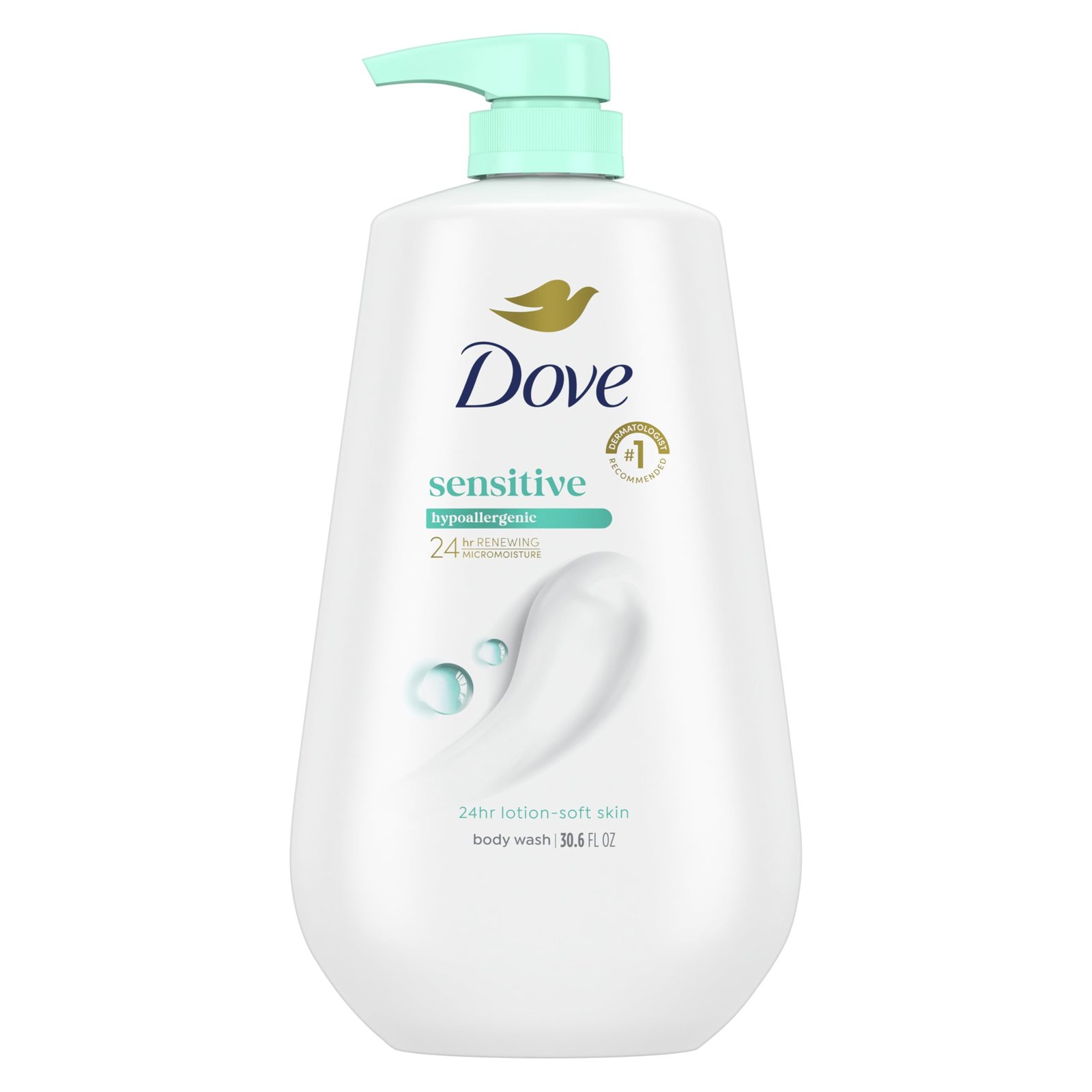 71vLZ3O63vL.jpg Dove Body Wash with Pump Sensitive Skin For 24hr Lotion-Soft Skin Moisturizing Skin Cleanser Gentle Hypoallergenic Formula with No Sulfates No Parabens 30.6 oz - Image 1