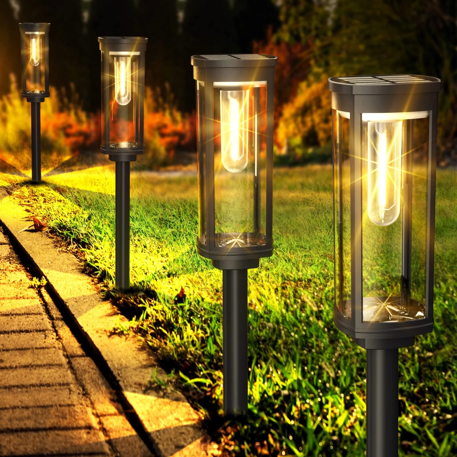 Version 1.0.0 COXSENI Solar Pathway Lights Outdoor 8 Pack, Bright Solar Path Light Outside Waterproof, Solar Garden Decorative Solar Powered Landscape Lights for Walkway Driveway Lawn Patio Sidewalk Yard Decor - Image 1
