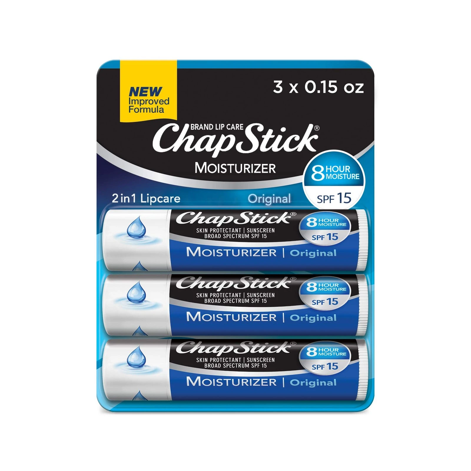 813GXqp-KoL.jpg ChapStick Moisturizer Original Lip Balm Tubes, SPF 15 and Skin Protectant - 0.15 Oz (Pack of 3) - Image 1