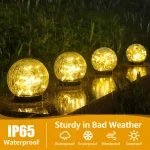ASOMST 2-Pack Garden Solar Lights Outdoor, Cracked Glass Ball Light Waterproof, Decorative Solar Globe Lights Warm White for Yard Pathway Patio Lawn - Image 9