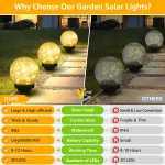 ASOMST 2-Pack Garden Solar Lights Outdoor, Cracked Glass Ball Light Waterproof, Decorative Solar Globe Lights Warm White for Yard Pathway Patio Lawn - Image 5
