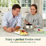 Cuisinart Fondue Pot Set, 3-Quart Stainless Steel Electric Fondue Pot for Chocolate, Cheese, Broth, and Oil, Includes 8 Forks, Temperature Control, Nonstick Interior, Dishwasher Safe, CFO-3SSNAS - Image 4