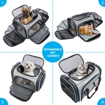 Airline Approved Pet Carrier, Large Soft Sided Pet Travel TSA Carrier 4 Sides Expandable Cat Collapsible Carriers with Removable Fleece Pad and Pockets for Cats Dogs and Small Animals - Image 2
