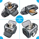 Airline Approved Pet Carrier, Large Soft Sided Pet Travel TSA Carrier 4 Sides Expandable Cat Collapsible Carriers with Removable Fleece Pad and Pockets for Cats Dogs and Small Animals - Image 2