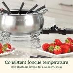Cuisinart Fondue Pot Set, 3-Quart Stainless Steel Electric Fondue Pot for Chocolate, Cheese, Broth, and Oil, Includes 8 Forks, Temperature Control, Nonstick Interior, Dishwasher Safe, CFO-3SSNAS - Image 5