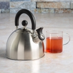 Primula Stewart Whistling Stovetop Tea Kettle Food Grade Stainless Steel, Hot Water Fast to Boil, Cool Touch Folding, 1.5-Quart, Brushed with Black Handle - Image 3