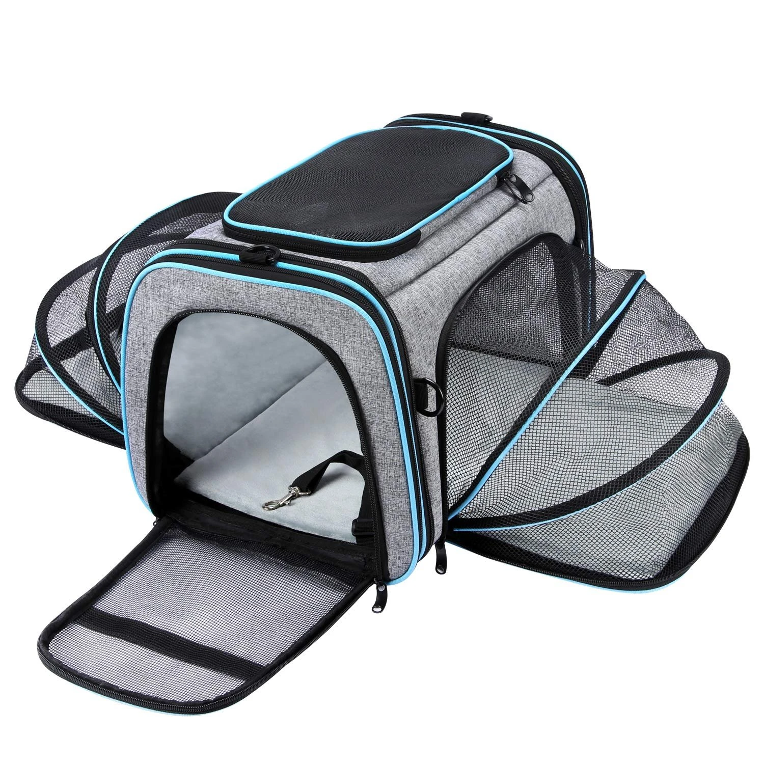 81HE0p2OwKL.jpg Airline Approved Pet Carrier, Large Soft Sided Pet Travel TSA Carrier 4 Sides Expandable Cat Collapsible Carriers with Removable Fleece Pad and Pockets for Cats Dogs and Small Animals - Image 1