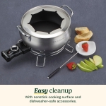 Cuisinart Fondue Pot Set, 3-Quart Stainless Steel Electric Fondue Pot for Chocolate, Cheese, Broth, and Oil, Includes 8 Forks, Temperature Control, Nonstick Interior, Dishwasher Safe, CFO-3SSNAS - Image 3