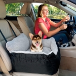 BurgeonNest Dog Car Seat for Small Dogs, Soft Pet Car Travel Home Bed Under 25 lbs, Fully Detachable and Washable Cat Booster Carseats with Storage Pockets and Clip-On Leash Portable Carrier,Black - Image 3