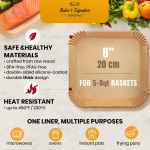 Air Fryer Paper Liners, 125Pcs Air Fryer Disposable Liners, Non-Stick and Oil Proof for Easy Cleanup, 8” Square for 5-8 qt Basket by Baker's Signature - Image 9
