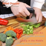XoYoZo Salad Chopper Mezzaluna Knife with Protective Cover and Anti-Slip Handle - Stainless Steel Vegetable Cutter, Onion Chopper, Pizza Cutter - Image 2