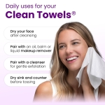 Clean Skin Club Healthy Aging Clean Towels® XL, Smooths Fine Lines Wrinkles & Texture in 6 weeks, Treated for Extra Softness, Disposable Face Towels, Anti Aging Makeup Remover Dry Wipe, 50 count - Image 3