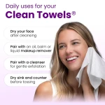Clean Skin Club Healthy Aging Clean Towels® XL, Smooths Fine Lines Wrinkles & Texture in 6 weeks, Treated for Extra Softness, Disposable Face Towels, Anti Aging Makeup Remover Dry Wipe, 50 count - Image 3
