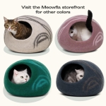 MEOWFIA Cat Cave – Premium Felt Cat Bed for Indoor Cats, Handmade Merino Wool (Light Grey, Medium) - Image 3