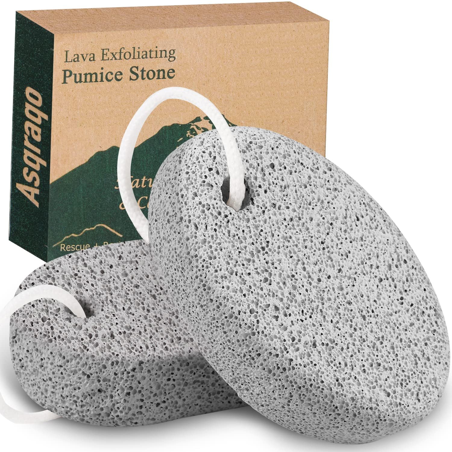 81PFxiE-ZfL.jpg 2PCS Natural Pumice Stone, Asqraqo Lava Pedicure Tools Hard Skin Callus Remover for Feet and Hands - Foot File Exfoliation to Remove Dead Skin, and Callusess - Image 1
