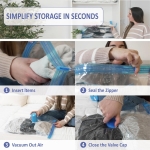 Cozy Essential 15 Pack Travel Vacuum Storage Bags with Rechargeable Wireless Electric Pump for Luggage, Suitcase, Carry-on Size Vacuum Seal Compression Space Saver Bags for Clothes and Clothing Travel - Image 2
