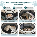 MZNZ Dog Cat Playpen, Portable Puppy Pet Crate Indoor for Small Dogs Cats Rabbits, Foldable Dog Cage Enclosure for Outdoor, Pop Up Dogs Tent Kennel with Carrying Case, Grey - Image 5