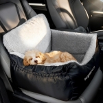 BurgeonNest Dog Car Seat for Small Dogs, Soft Pet Car Travel Home Bed Under 25 lbs, Fully Detachable and Washable Cat Booster Carseats with Storage Pockets and Clip-On Leash Portable Carrier,Black - Image 9