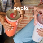 Owala SmoothSip Slider Insulated Stainless Steel Coffee Tumbler, Reusable Iced Coffee Cup, Hot Coffee Travel Mug, BPA Free 20 oz, Grey/Blue (High Dive) - Image 2