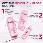 L'Oreal Paris Elvive Glycolic + Gloss Shine Boosting Shampoo and Conditioner Set, Cleanses and Smooths Dull, Porous Hair Into High-Shine, Glossy Hair, 1 Kit - Image 3