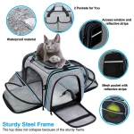 Airline Approved Pet Carrier, Large Soft Sided Pet Travel TSA Carrier 4 Sides Expandable Cat Collapsible Carriers with Removable Fleece Pad and Pockets for Cats Dogs and Small Animals - Image 6