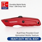 WORKPRO Premium Utility Knife, Retractable All Metal Heavy Duty Box Cutter, Quick Change Blade Razor Knife, with 10 Extra Blades - Image 5