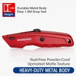 WORKPRO Premium Utility Knife, Retractable All Metal Heavy Duty Box Cutter, Quick Change Blade Razor Knife, with 10 Extra Blades - Image 5