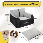 BurgeonNest Dog Car Seat for Small Dogs, Soft Pet Car Travel Home Bed Under 25 lbs, Fully Detachable and Washable Cat Booster Carseats with Storage Pockets and Clip-On Leash Portable Carrier,Black - Image 8