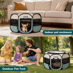 MZNZ Dog Cat Playpen, Portable Puppy Pet Crate Indoor for Small Dogs Cats Rabbits, Foldable Dog Cage Enclosure for Outdoor, Pop Up Dogs Tent Kennel with Carrying Case, Grey - Image 3