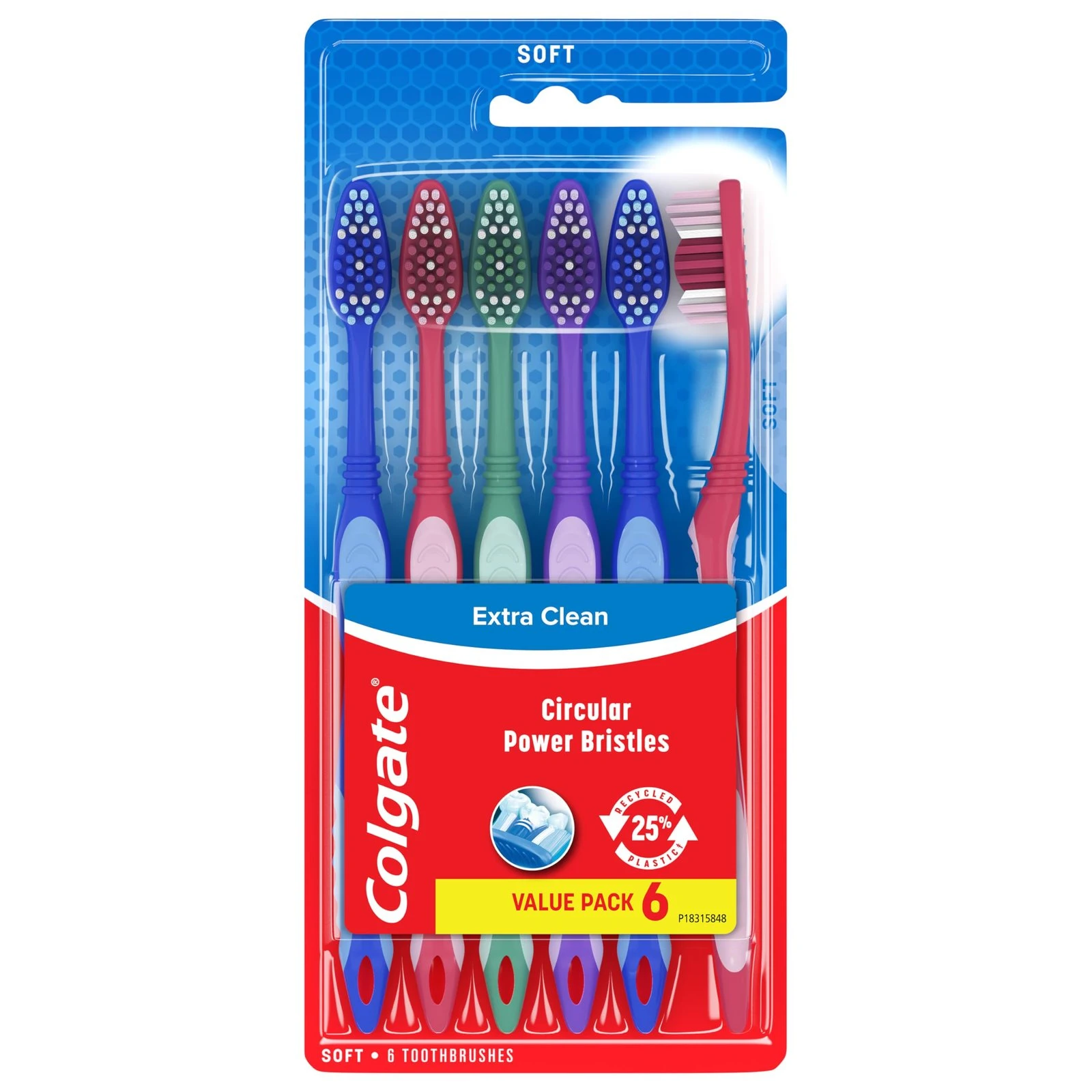 81e3Sdg2iaL.jpg Colgate Extra Clean Toothbrush, Soft Toothbrush for Adults, 6 Count (Pack of 1) - Image 1