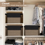 Goodpick Cube Storage Bins - Towel, Book, Cloth, Shoes, Closet Shelf Woven Baskets for Office, Baby Laundry, Toys, 13''x10''x9'' - Image 4