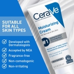 CeraVe Moisturizing Cream, Body and Face Moisturizer for Dry Skin, Body Cream with Hyaluronic Acid and Ceramides, Daily Moisturizer, Oil-Free, Fragrance Free, Non-Comedogenic, 19 Ounce - Image 9