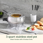 Cuisinart Fondue Pot Set, 3-Quart Stainless Steel Electric Fondue Pot for Chocolate, Cheese, Broth, and Oil, Includes 8 Forks, Temperature Control, Nonstick Interior, Dishwasher Safe, CFO-3SSNAS - Image 6