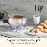Cuisinart Fondue Pot Set, 3-Quart Stainless Steel Electric Fondue Pot for Chocolate, Cheese, Broth, and Oil, Includes 8 Forks, Temperature Control, Nonstick Interior, Dishwasher Safe, CFO-3SSNAS - Image 6