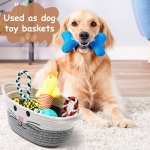 Small Woven Baskets for Organizing Rope with Handle Cute Cotton Basket for Nursery Gift Dog Cat Toy Storage Basket for Toy Organizer-Gray - Image 4