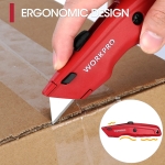 WORKPRO Premium Utility Knife, Retractable All Metal Heavy Duty Box Cutter, Quick Change Blade Razor Knife, with 10 Extra Blades - Image 4