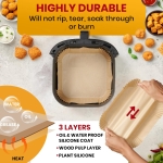 Air Fryer Paper Liners, 125Pcs Air Fryer Disposable Liners, Non-Stick and Oil Proof for Easy Cleanup, 8” Square for 5-8 qt Basket by Baker's Signature - Image 8