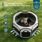 MZNZ Dog Cat Playpen, Portable Puppy Pet Crate Indoor for Small Dogs Cats Rabbits, Foldable Dog Cage Enclosure for Outdoor, Pop Up Dogs Tent Kennel with Carrying Case, Grey - Image 4