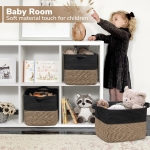 Goodpick Cube Storage Bins - Towel, Book, Cloth, Shoes, Closet Shelf Woven Baskets for Office, Baby Laundry, Toys, 13''x10''x9'' - Image 7