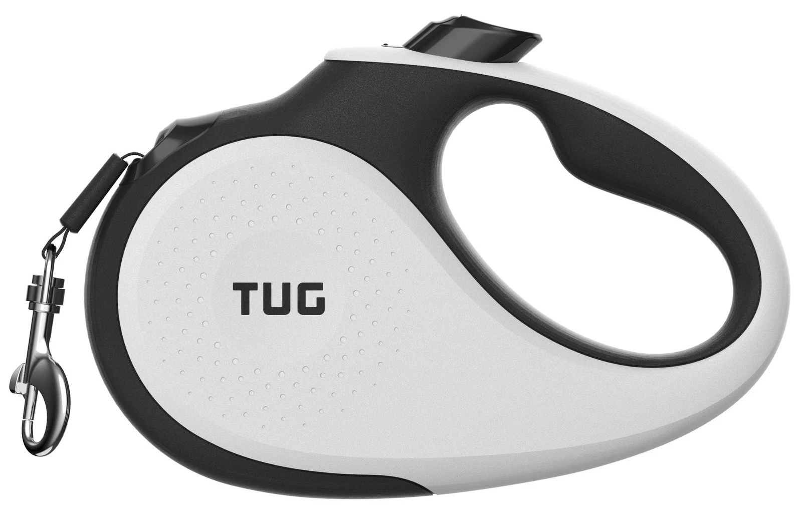 81v9mds0ixL.jpg TUG 360° Tangle-Free Retractable Dog Leash | 16 ft Strong Nylon Tape | One-Handed Brake, Pause, Lock (Medium, White) - Image 1