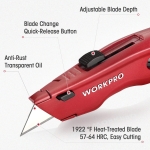 WORKPRO Premium Utility Knife, Retractable All Metal Heavy Duty Box Cutter, Quick Change Blade Razor Knife, with 10 Extra Blades - Image 6