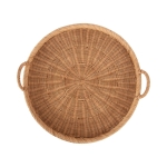 Kate and Laurel Cormont Modern Round Woven Rattan Tray with Handles; 23 Inch Diameter; Natural Rattan; Decorative Circle Boho Tray for Use as Versatile Ottoman Tray or Serving Platter - Image 3