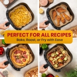 Air Fryer Paper Liners, 125Pcs Air Fryer Disposable Liners, Non-Stick and Oil Proof for Easy Cleanup, 8” Square for 5-8 qt Basket by Baker's Signature - Image 7